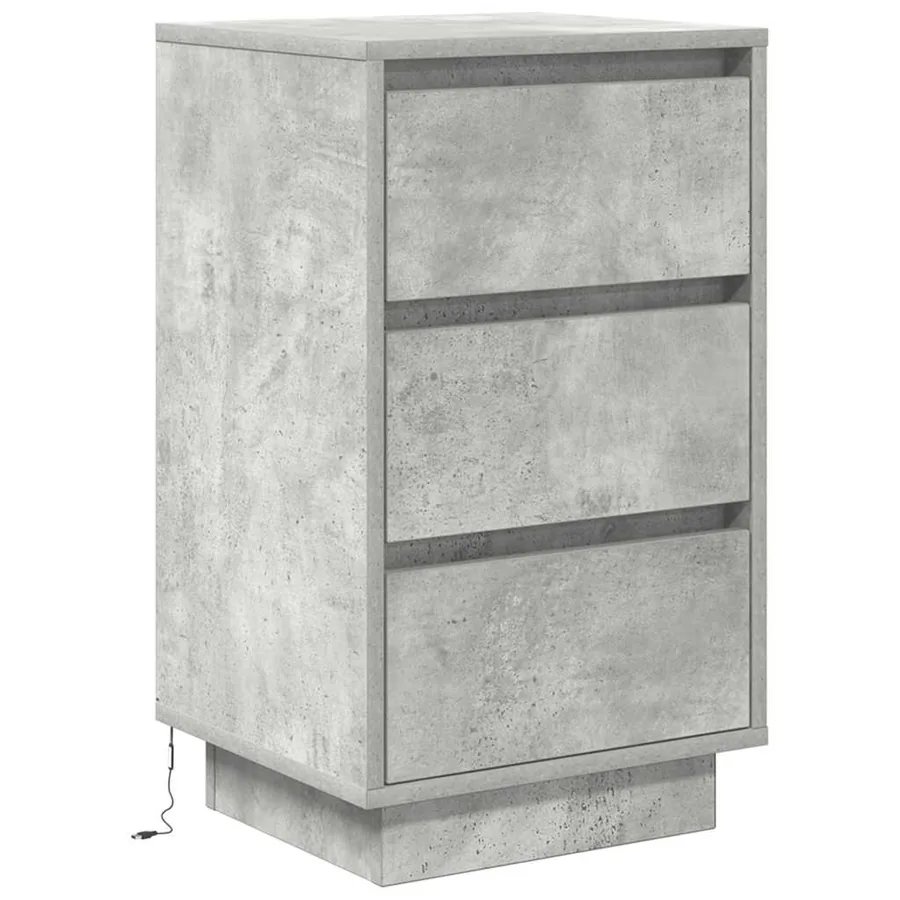 Table de chevet avec lumières LED gris béton 38x34x65 cm - 3