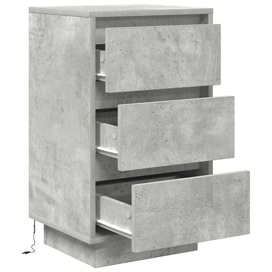 Table de chevet avec lumières LED gris béton 38x34x65 cm - 6