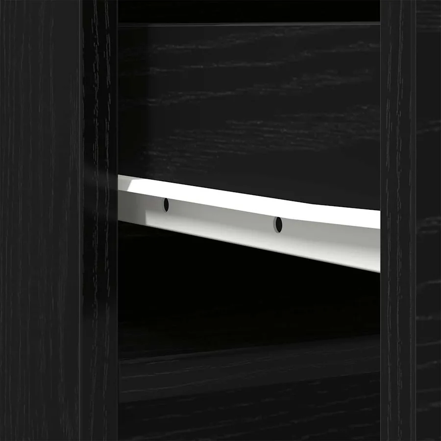 Buffet haut chêne noir 37,5x35x180 cm bois d'ingénierie - 10