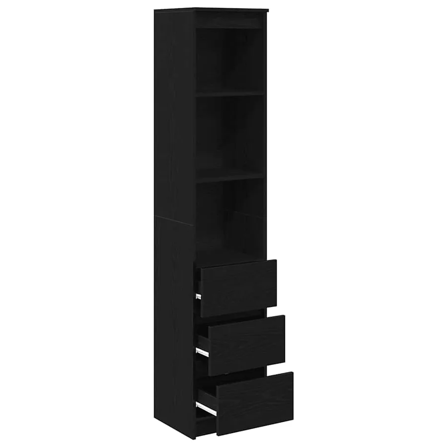Buffet haut chêne noir 37,5x35x180 cm bois d'ingénierie - 5