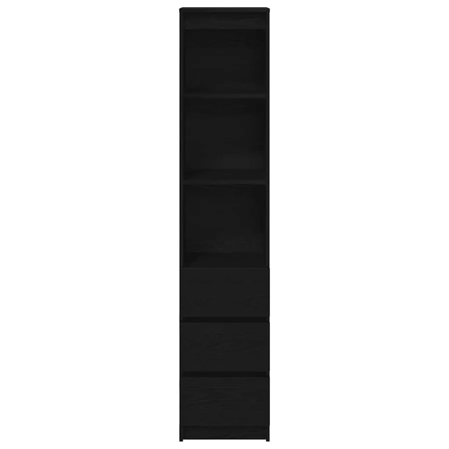 Buffet haut chêne noir 37,5x35x180 cm bois d'ingénierie - 6