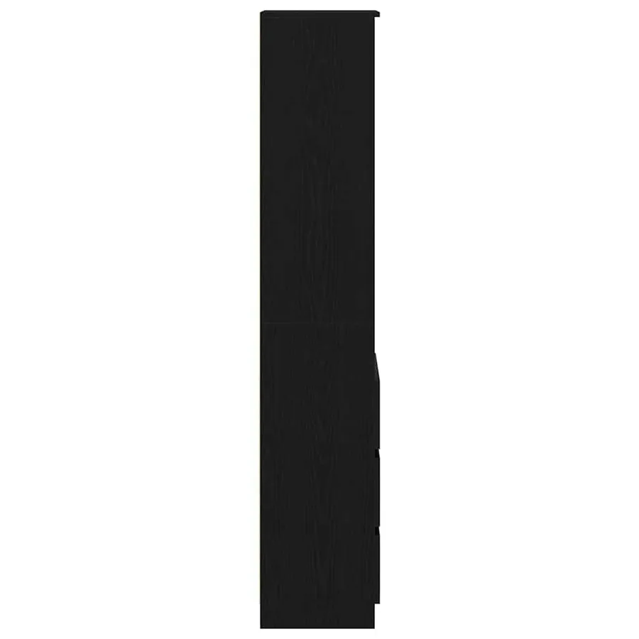 Buffet haut chêne noir 37,5x35x180 cm bois d'ingénierie - 7