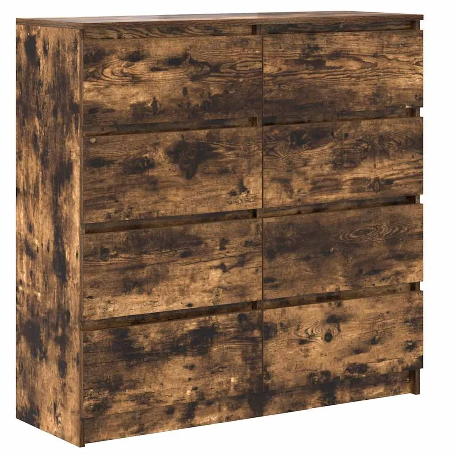 Buffet chêne fumé 100x35x99 cm bois d'ingénierie - 2