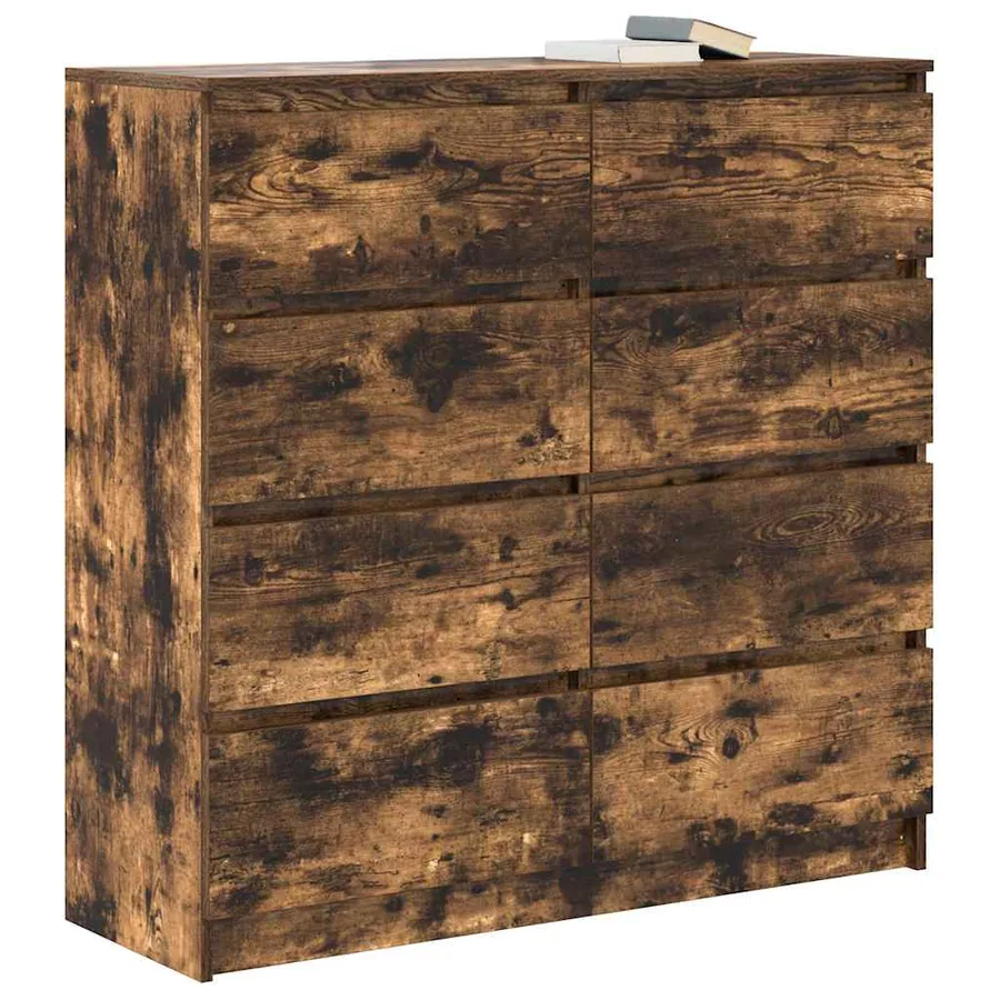Buffet chêne fumé 100x35x99 cm bois d'ingénierie - 4