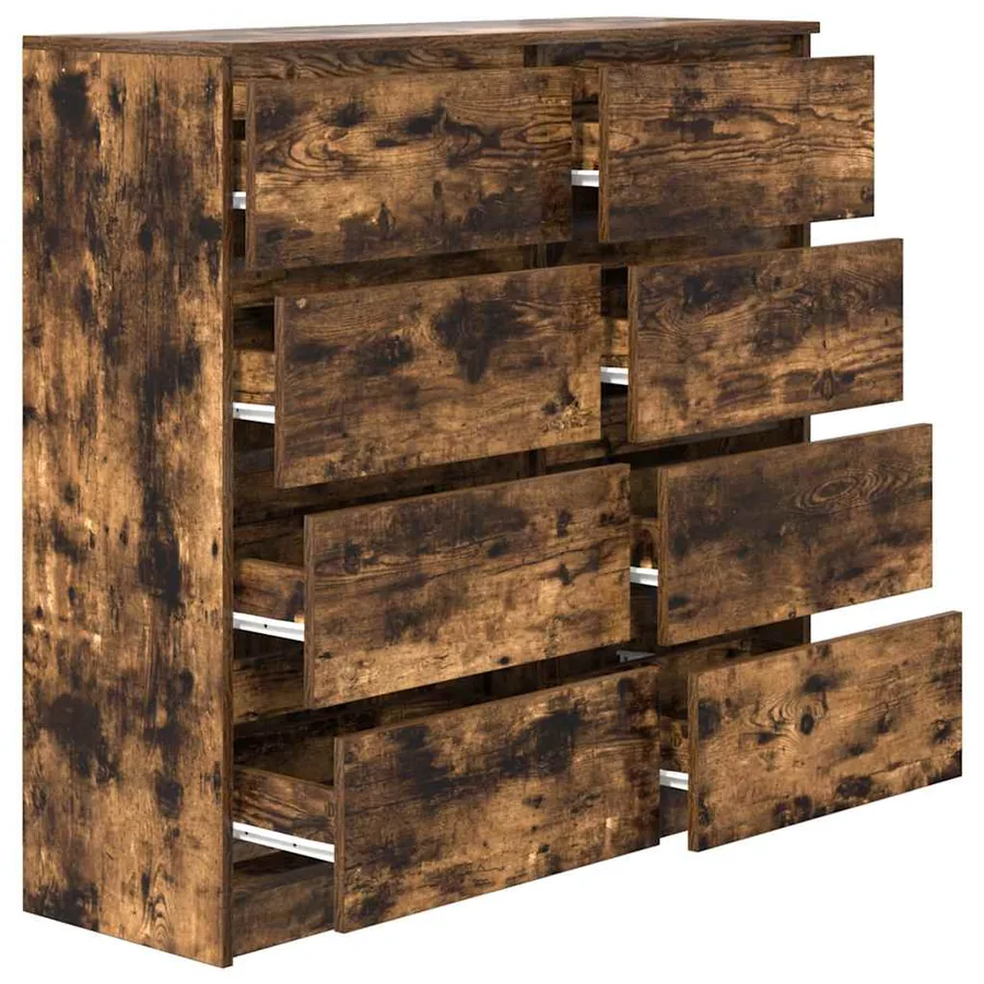 Buffet chêne fumé 100x35x99 cm bois d'ingénierie - 5