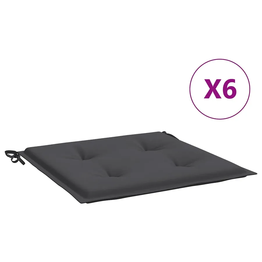 Coussins de chaise de jardin lot de 6 anthracite 40x40x4 cm - 2