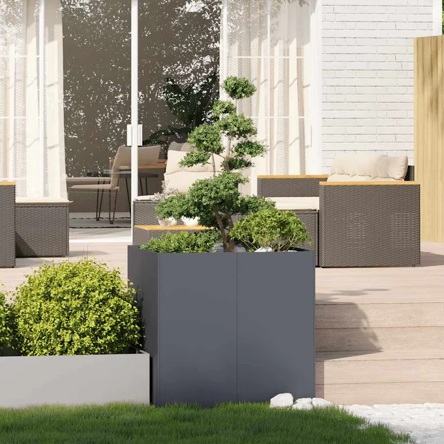 Jardinière anthracite 80x80x80 cm acier - 3