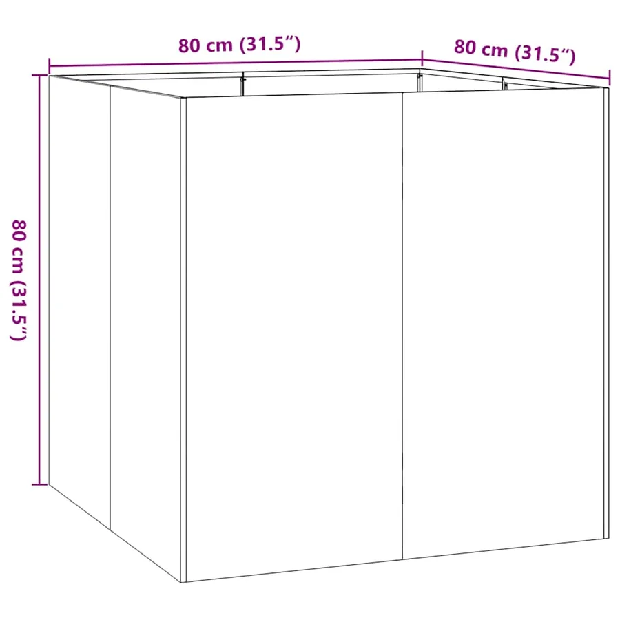 Jardinière anthracite 80x80x80 cm acier - 9