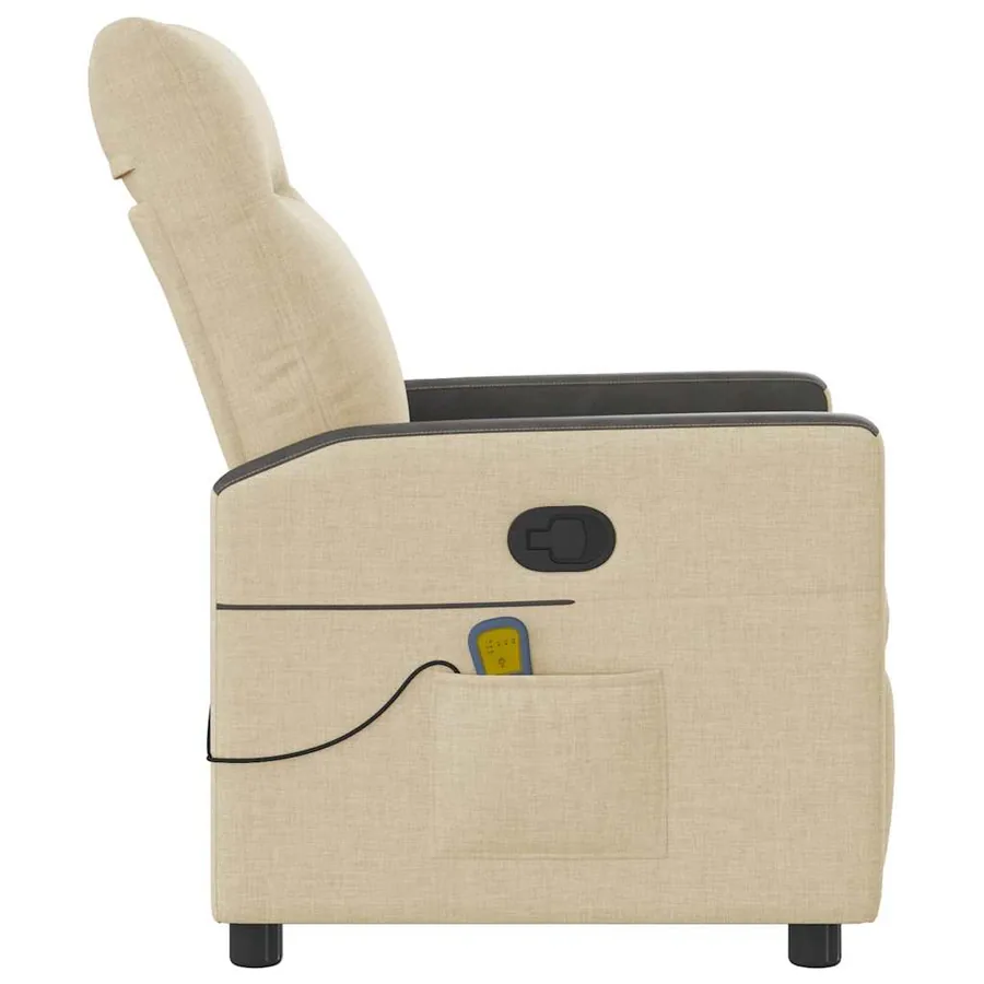 Fauteuil de massage inclinable Crème Tissu - 4