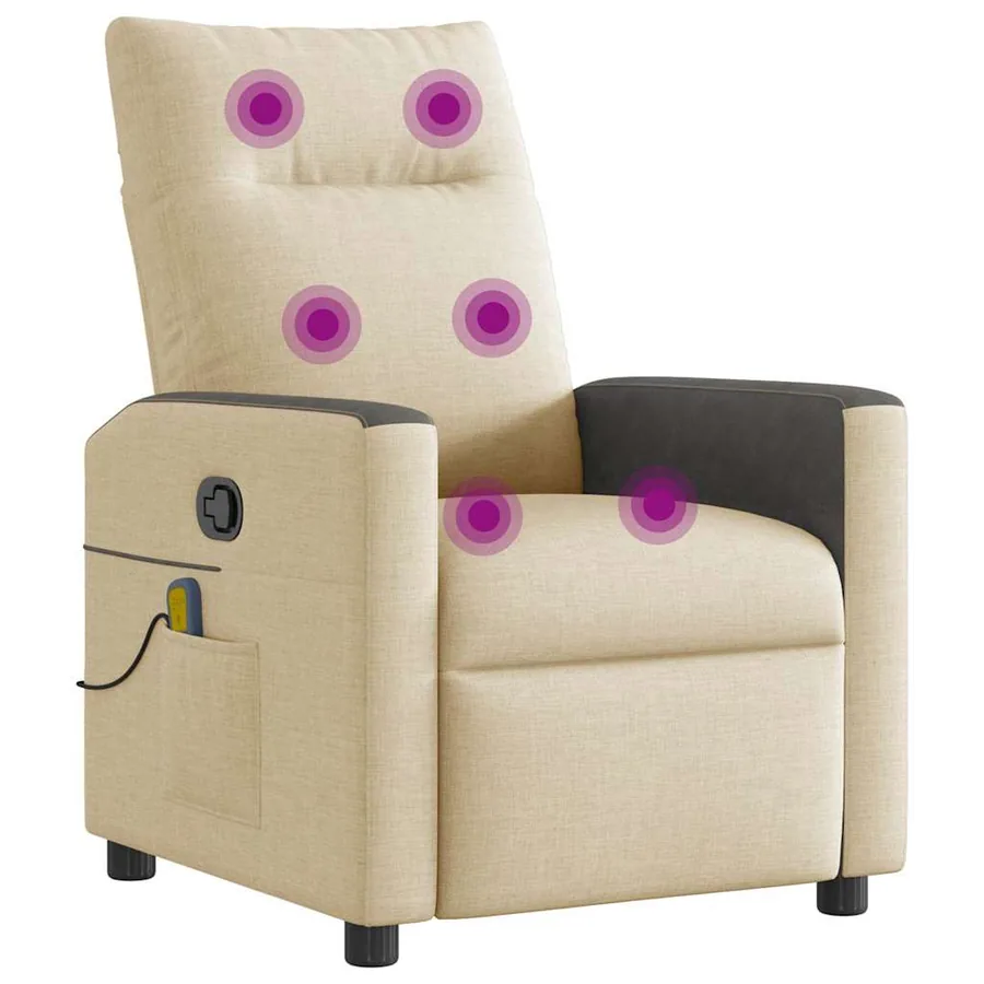 Fauteuil de massage inclinable Crème Tissu - 7