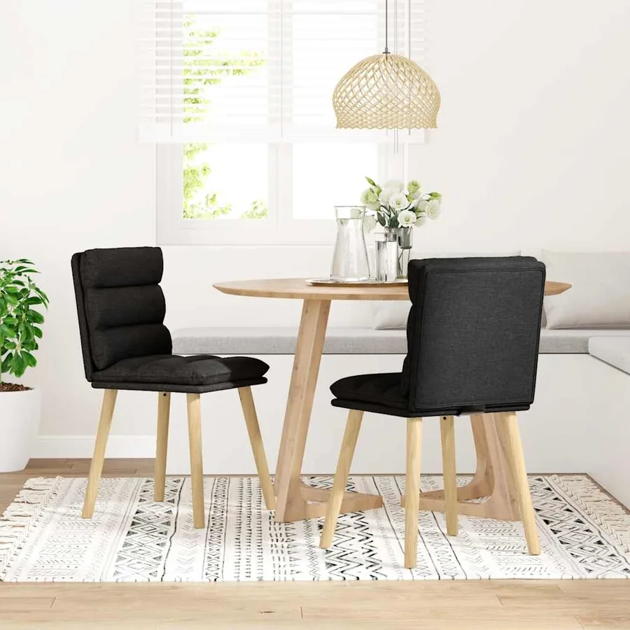 Chaises à manger lot de 2 noir tissu - 2