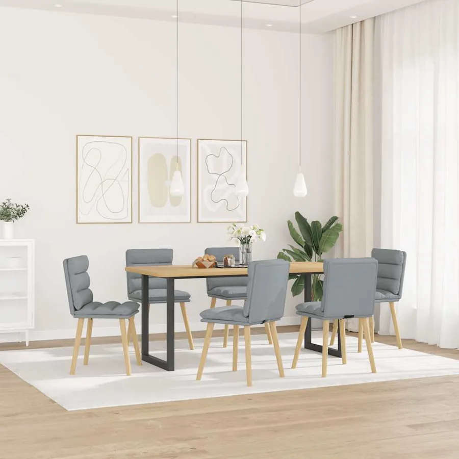 Chaises à manger lot de 6 gris clair tissu