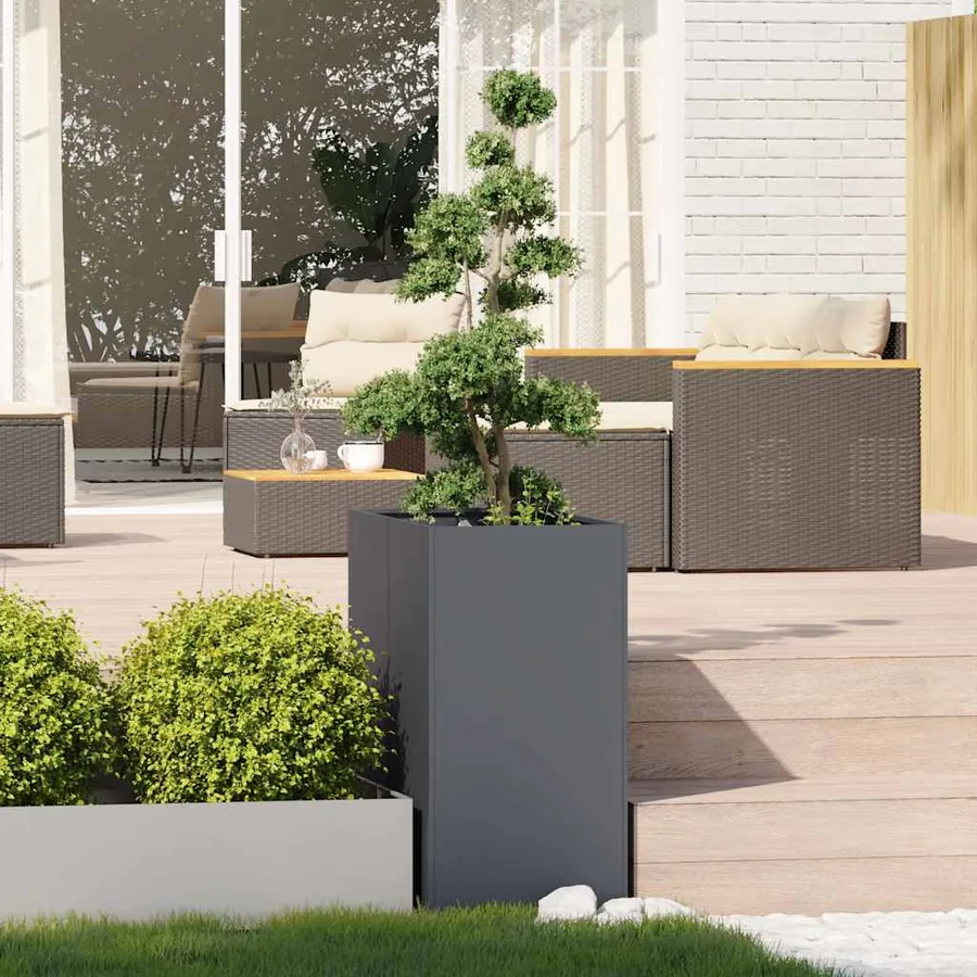 Jardinière anthracite 40x80x80 cm acier - 3