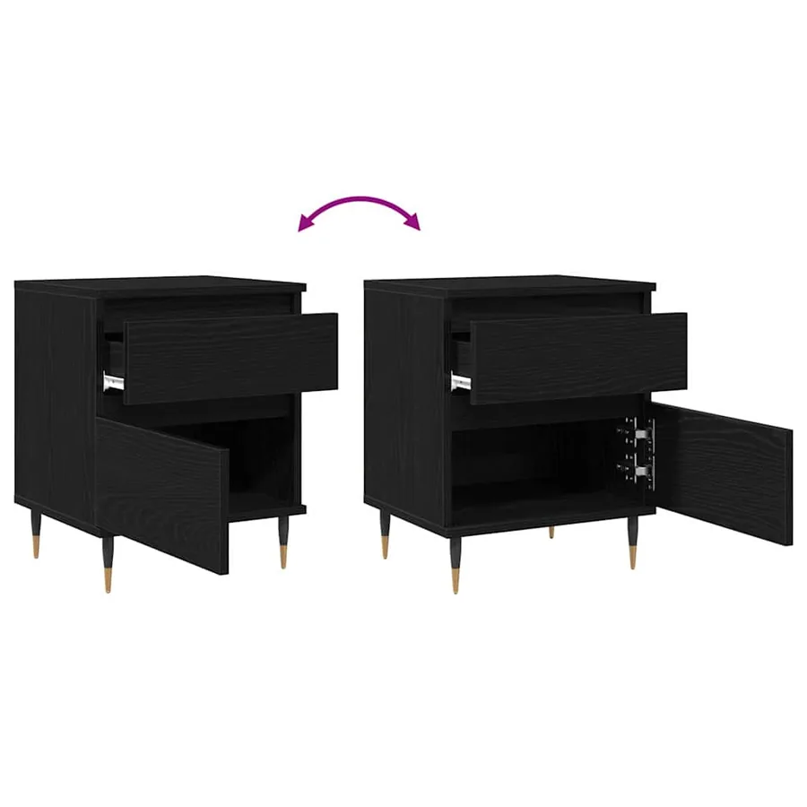Cabinet de chevet Chêne noir 40 x 35 x 50 cm Bois d'ingénierie - 11