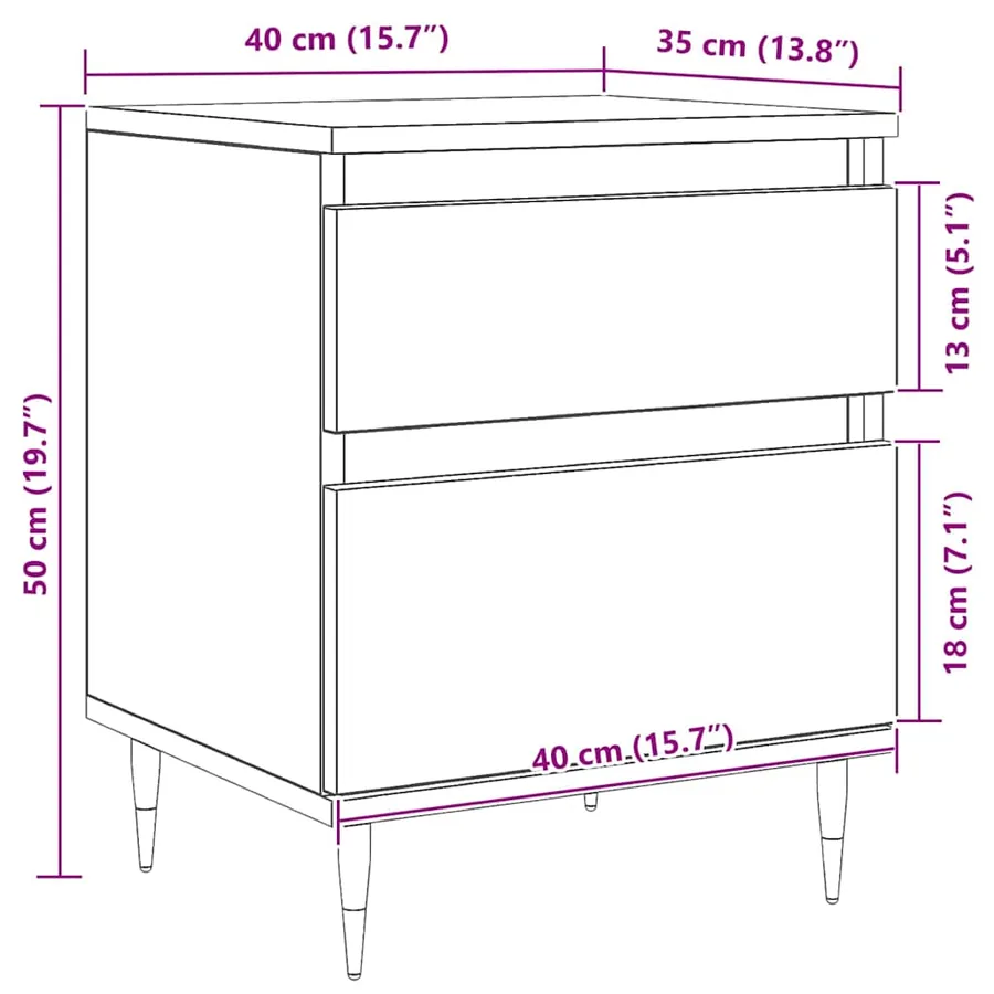 Cabinet de chevet Chêne noir 40 x 35 x 50 cm Bois d'ingénierie - 13