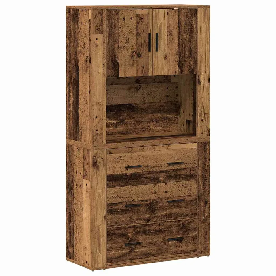 Haut Armoire Bois ancien 80 x 33 x 150 cm Bois d'ingénierie - 2