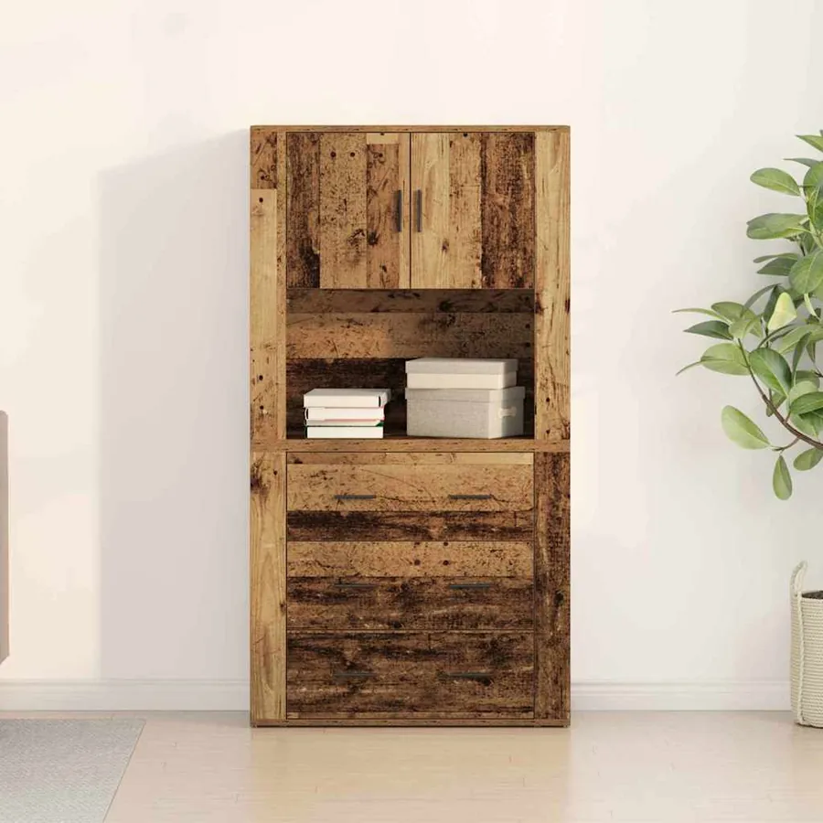 Haut Armoire Bois ancien 80 x 33 x 150 cm Bois d'ingénierie - 4