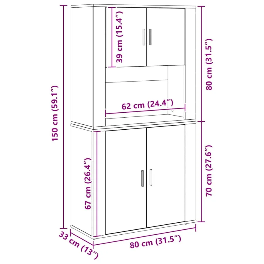 Haut Armoire Bois ancien 80 x 33 x 150 cm Bois d'ingénierie - 13