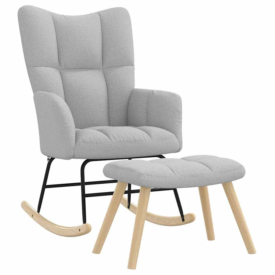 Chaise à bascule avec repose-pied gris nuage tissu