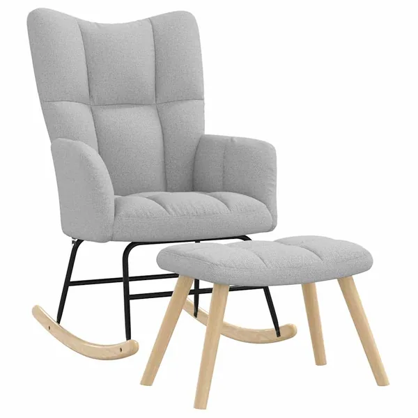 Chaise à bascule avec repose-pied gris nuage tissu