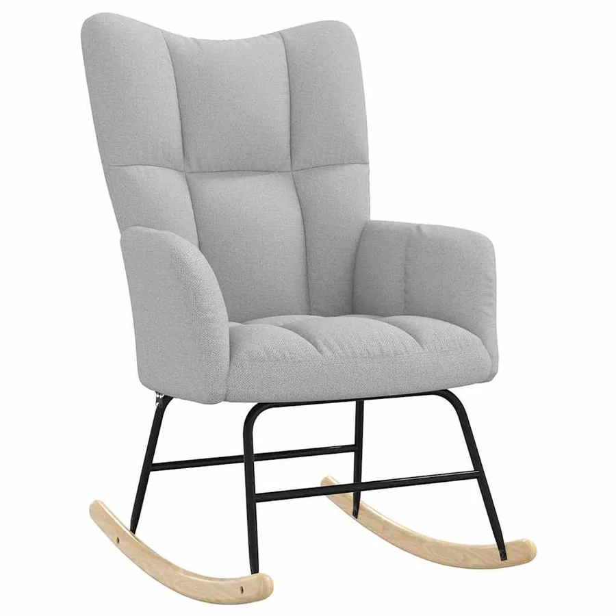 Chaise à bascule avec repose-pied gris nuage tissu - 5