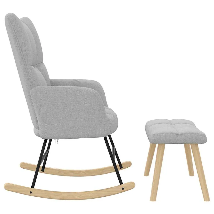 Chaise à bascule avec repose-pied gris nuage tissu - 7