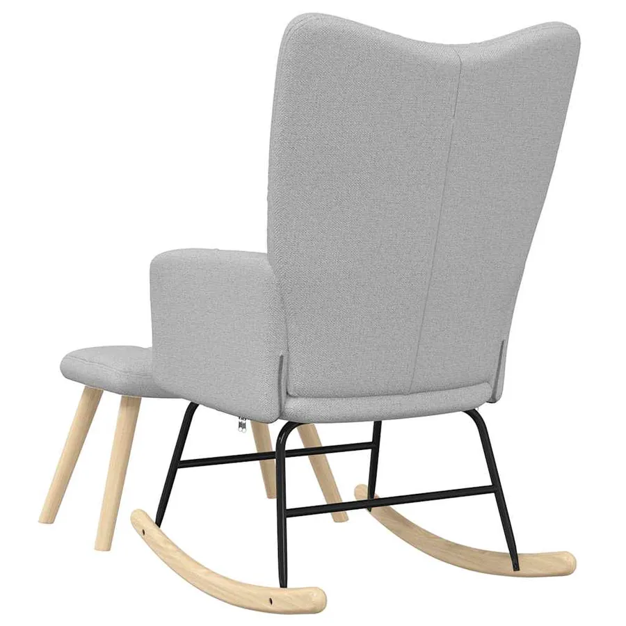 Chaise à bascule avec repose-pied gris nuage tissu - 8
