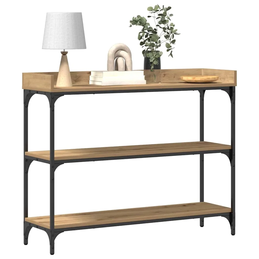 Table Console chêne artisanal 100 x 30 x 80 cm - 3