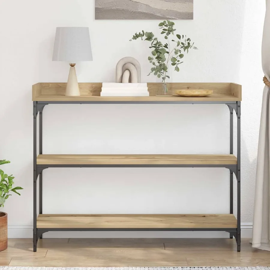 Table Console chêne artisanal 100 x 30 x 80 cm - 4