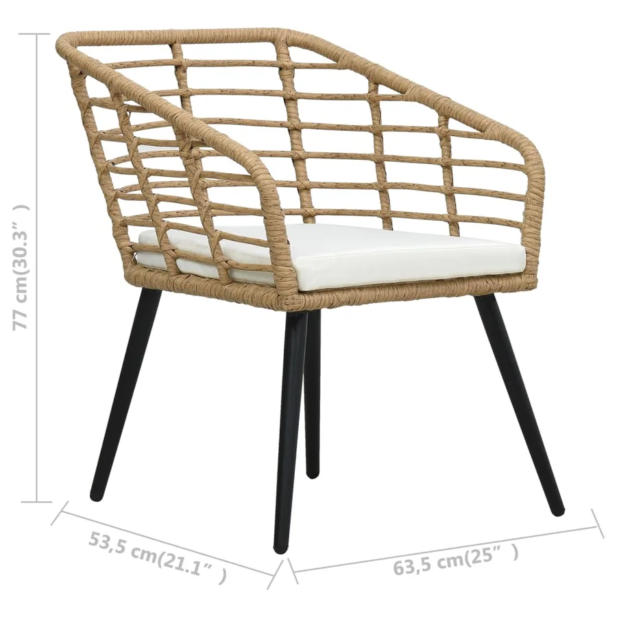Ensemble de bistro 3 pcs Résine tressée Chêne - 7