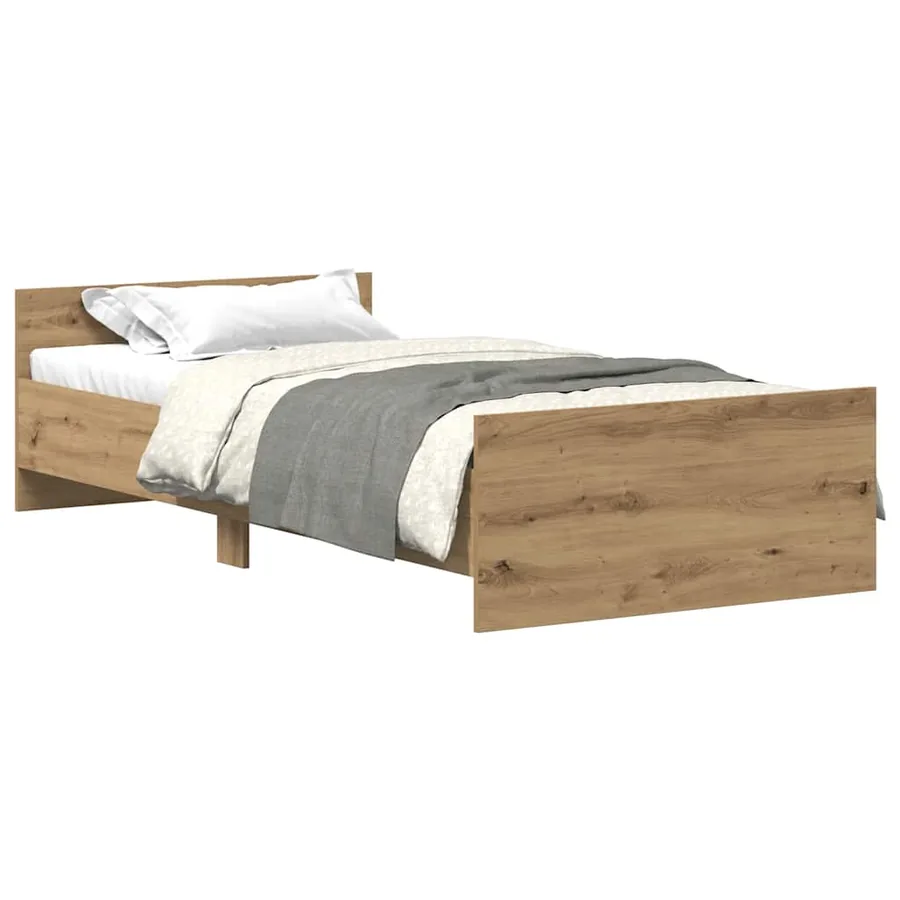Cadre de lit sans matelas chêne artisanal 75x190 cm - 2