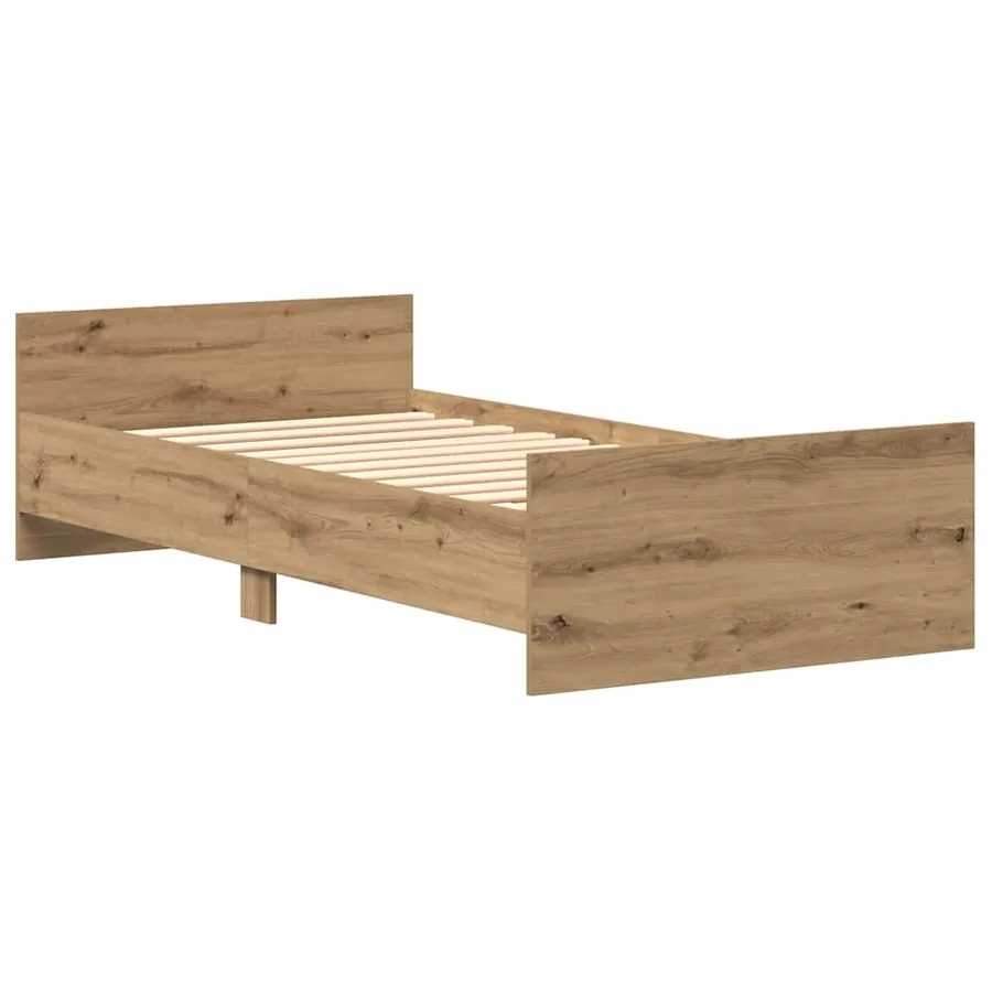 Cadre de lit sans matelas chêne artisanal 75x190 cm - 4