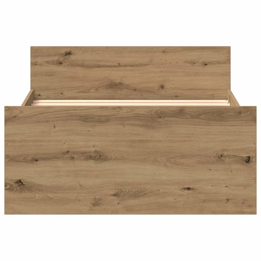 Cadre de lit sans matelas chêne artisanal 75x190 cm - 5