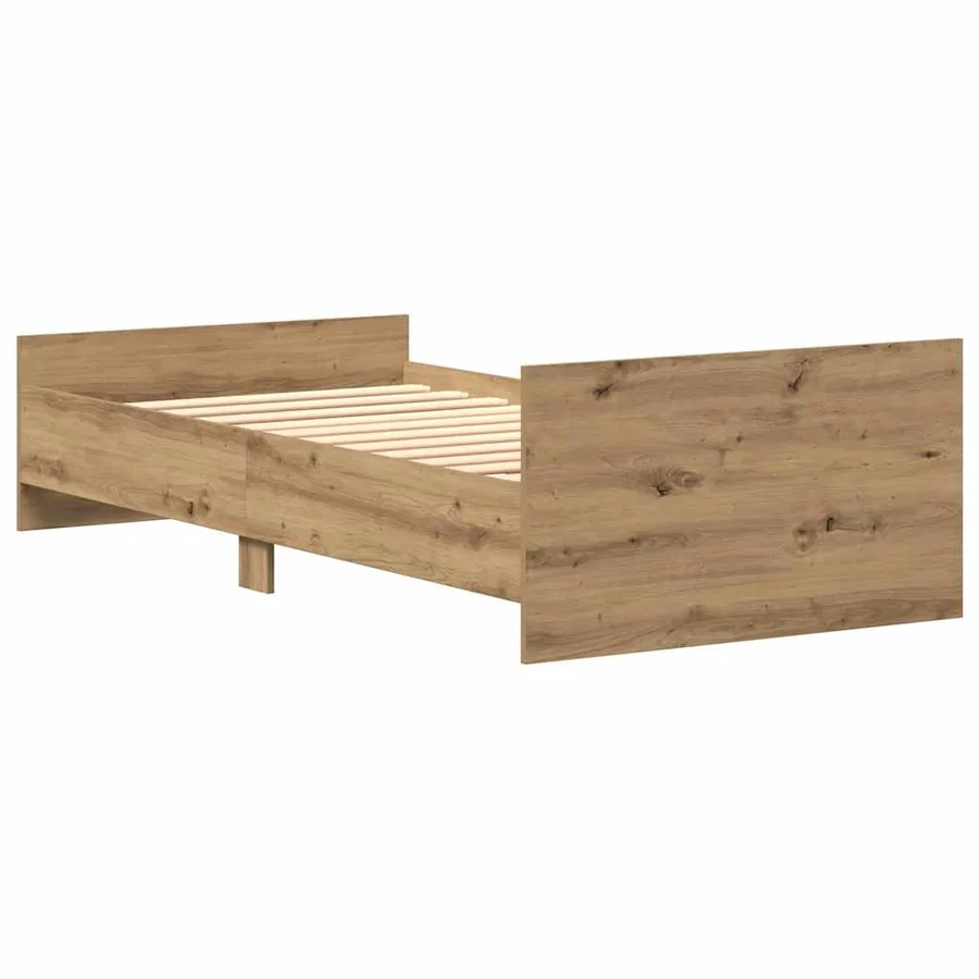 Cadre de lit sans matelas chêne artisanal 75x190 cm - 6