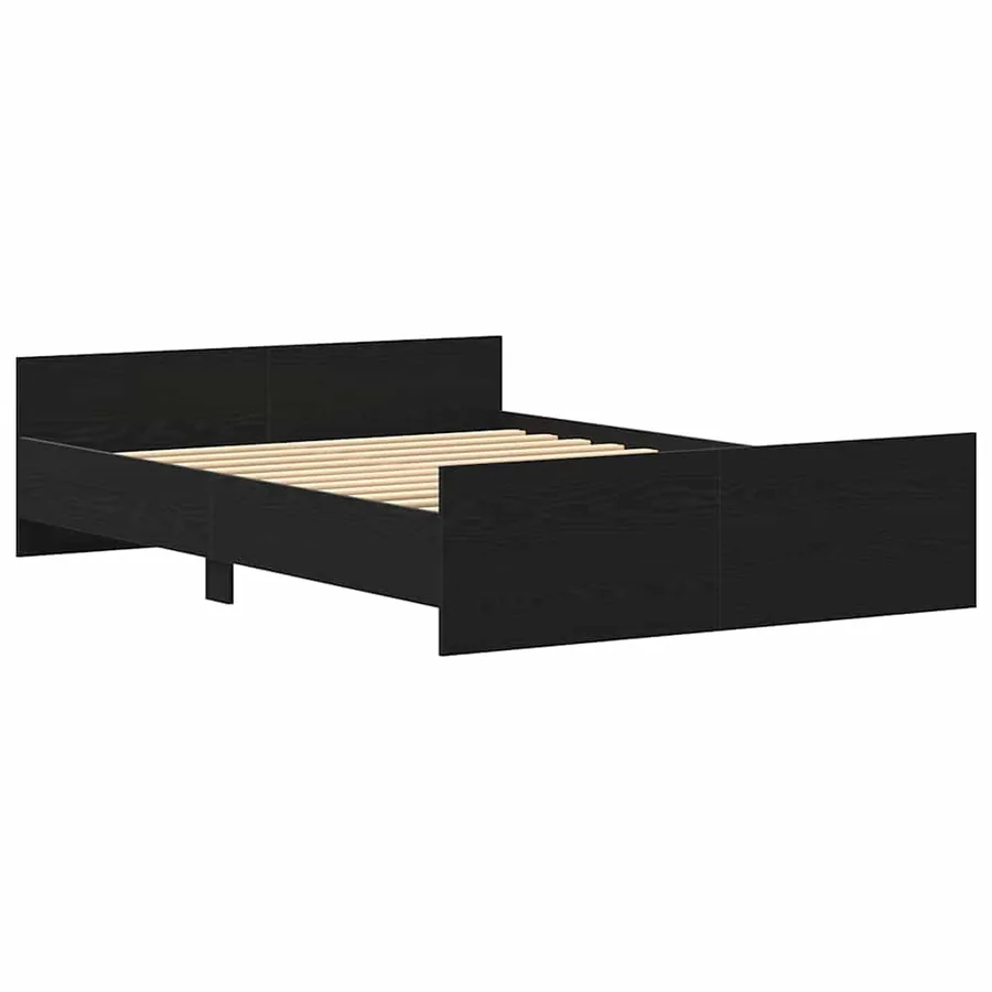 Cadre de lit sans matelas chêne noir 140 x 190 cm bois d'ingénierie - 5