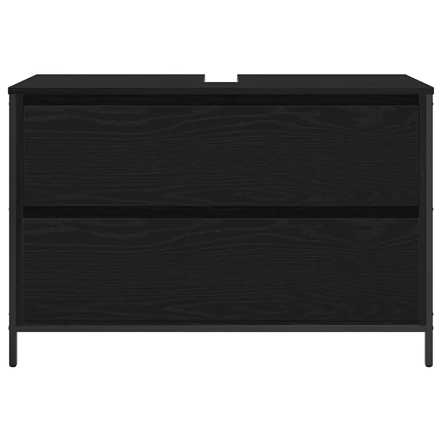 Meuble de salle de bain lavabo tiroirs chêne noir 90x34,5x60 cm - 6