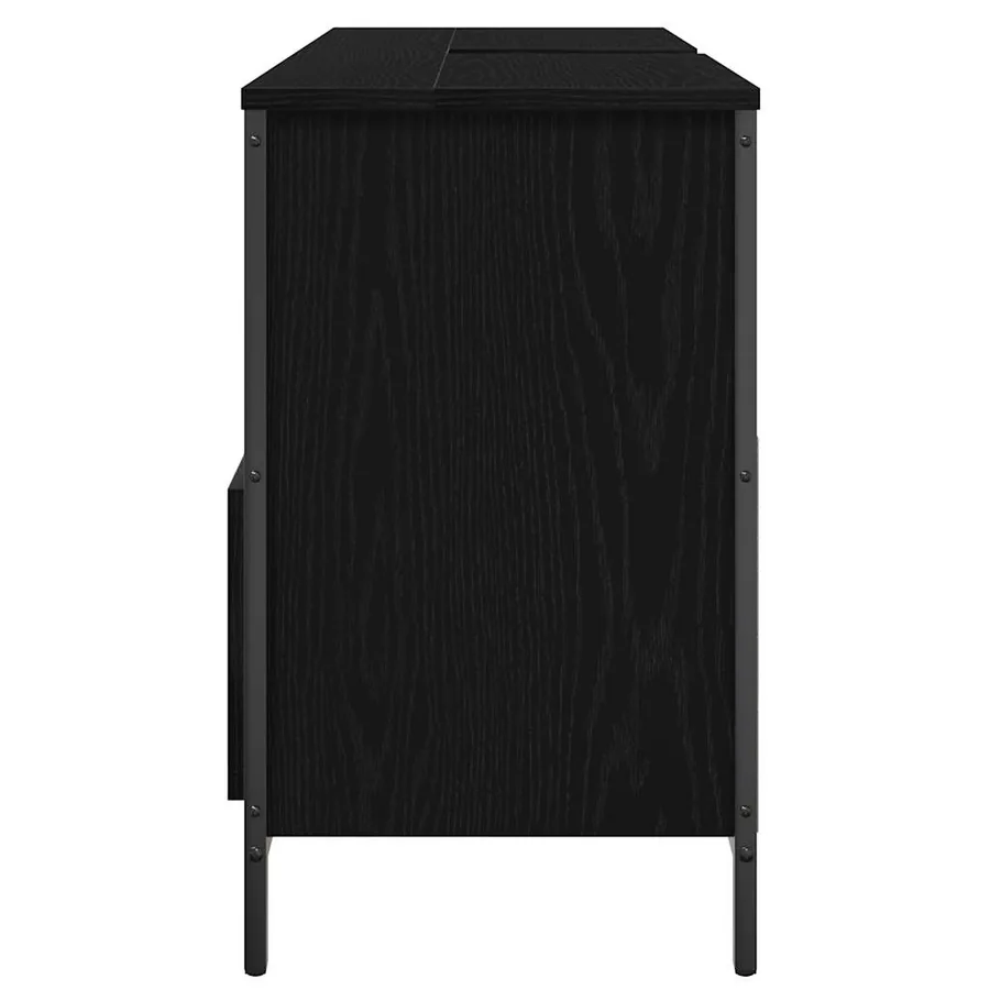 Meuble de salle de bain lavabo tiroirs chêne noir 90x34,5x60 cm - 7