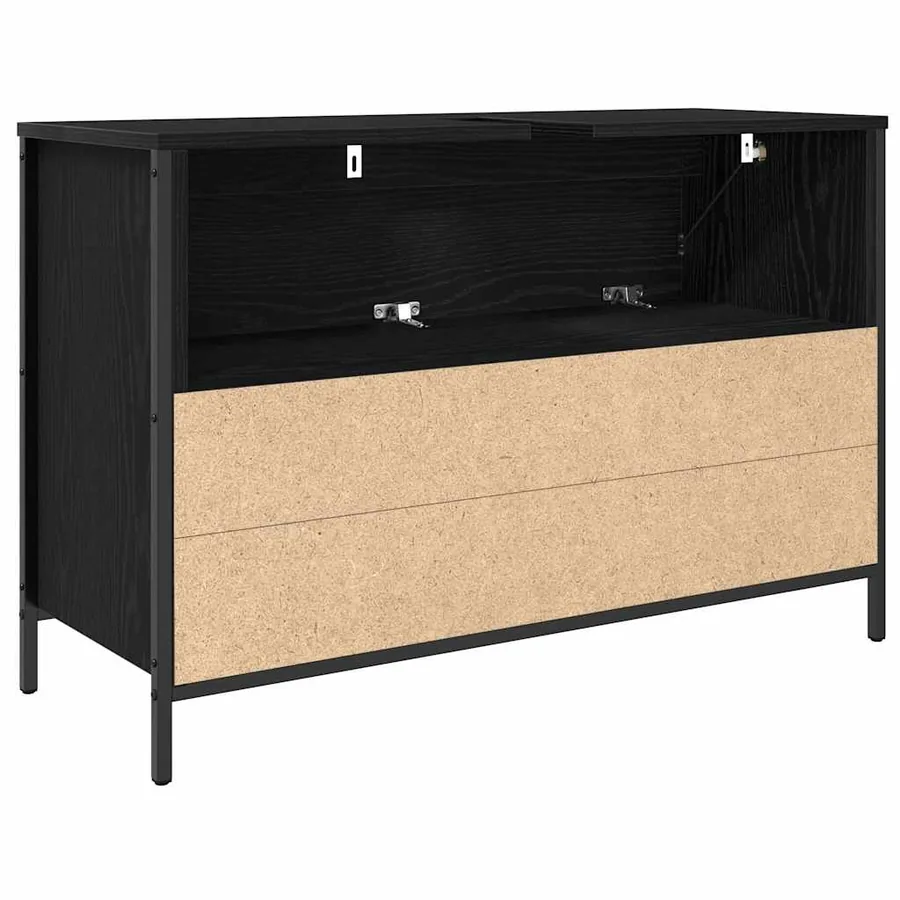 Meuble de salle de bain lavabo tiroirs chêne noir 90x34,5x60 cm - 8