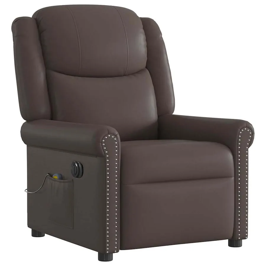 Fauteuil de massage inclinable électrique marron brillant - 3