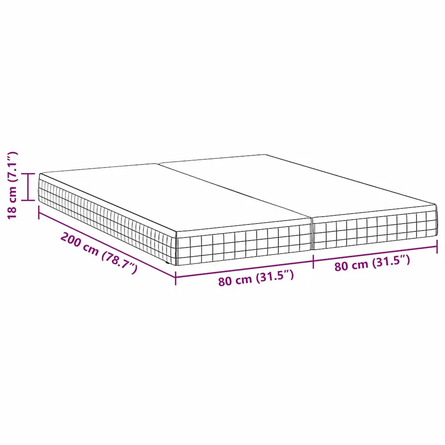 Matelas 2 pcs Blanc et Gris 80 x 200 cm Printemps Bonell - 12
