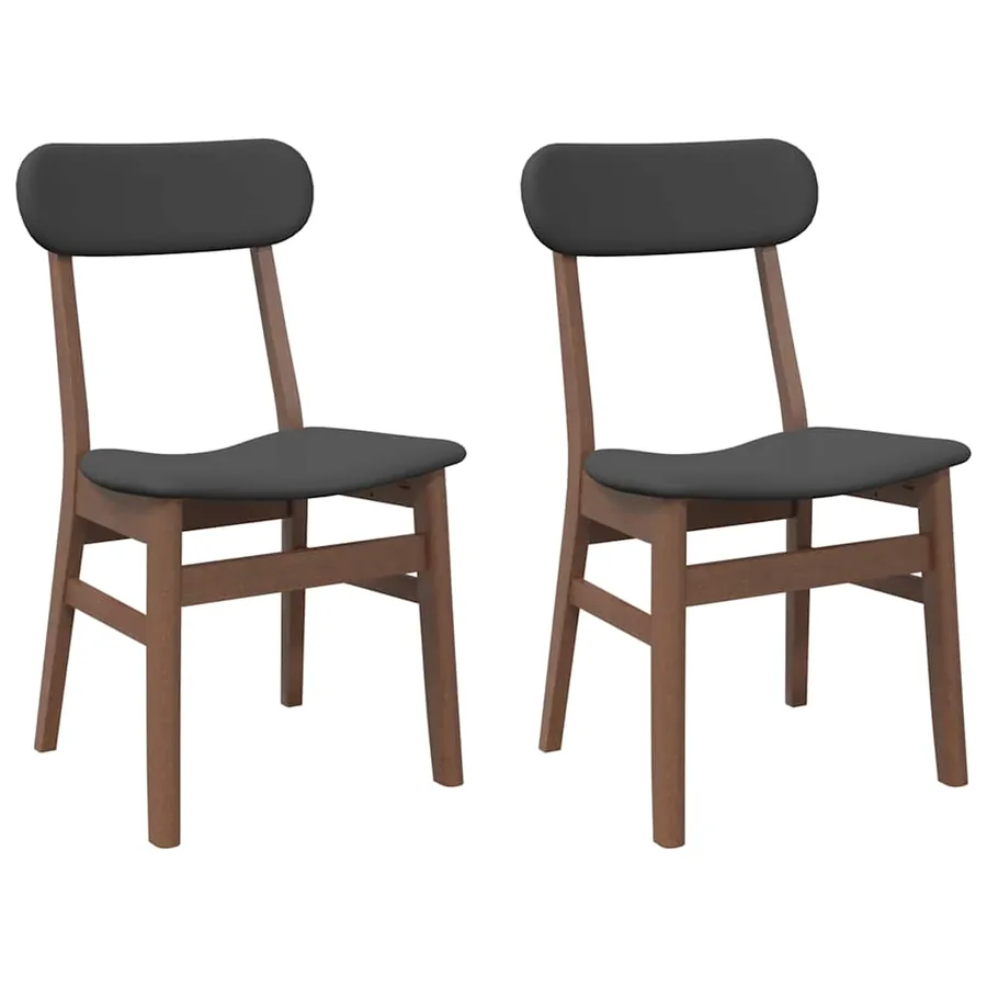 Chaises à manger coussins 2 pcs marron bois massif caoutchouc - 2