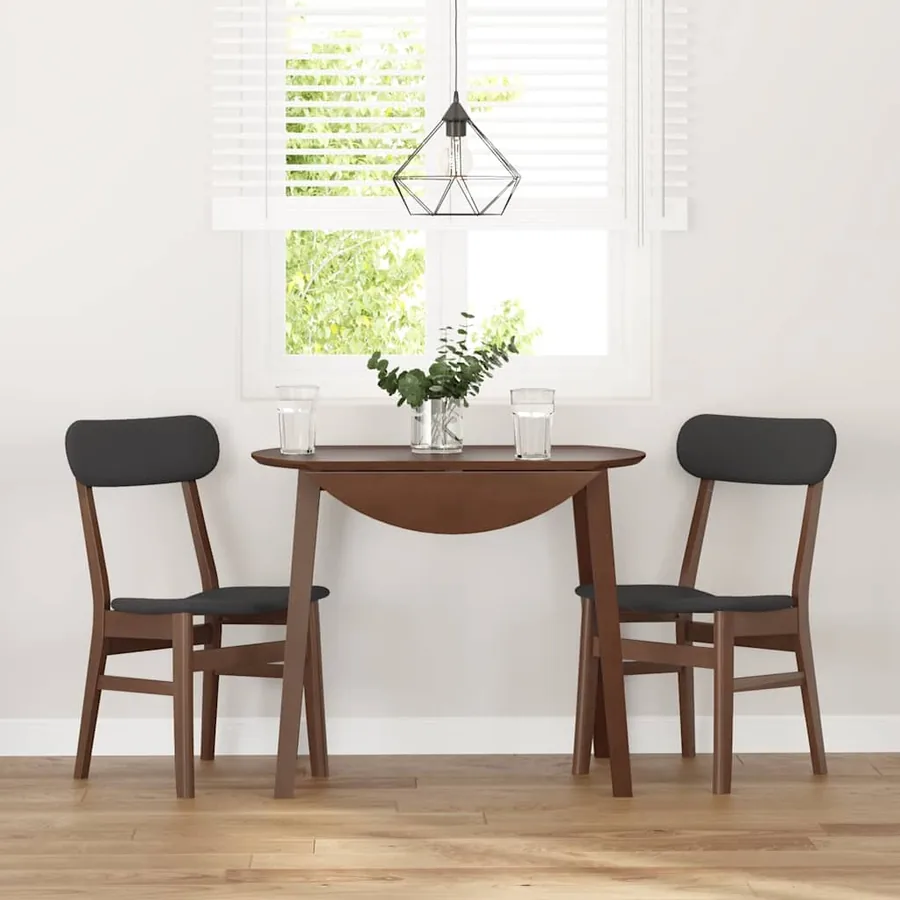 Chaises à manger coussins 2 pcs marron bois massif caoutchouc - 3