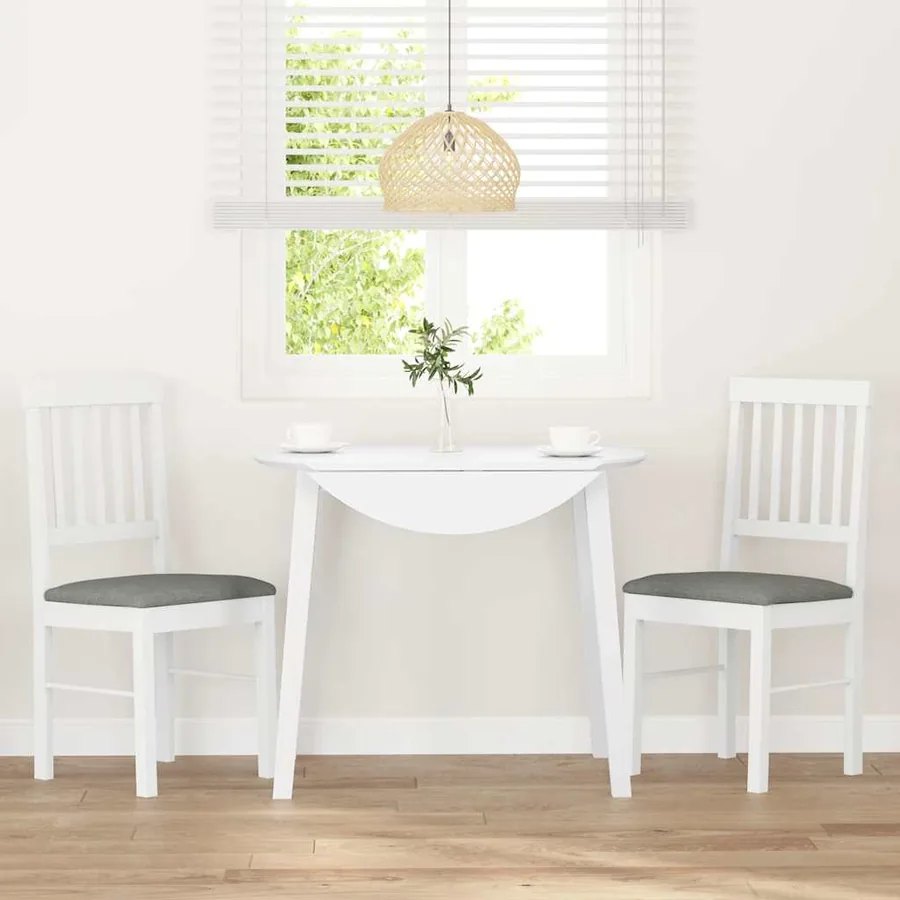 Chaises à manger coussins 2 pcs blanc bois massif caoutchouc - 3