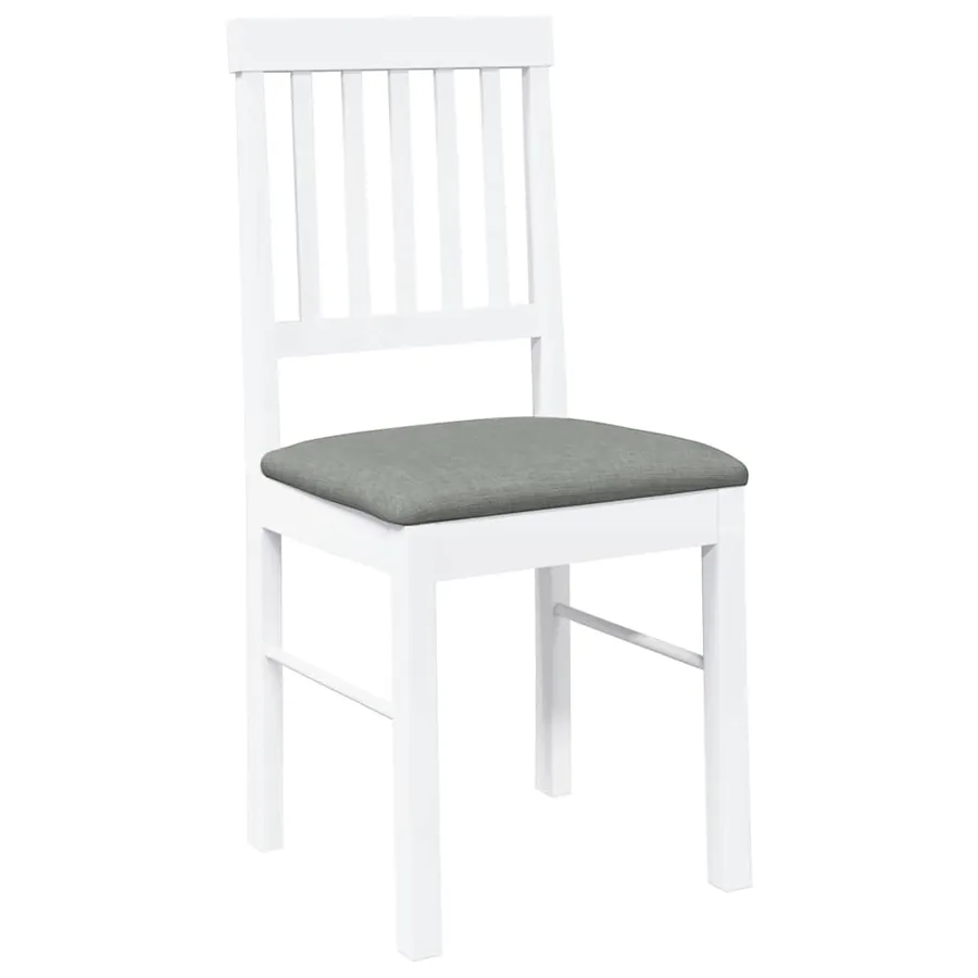 Chaises à manger coussins 2 pcs blanc bois massif caoutchouc - 4