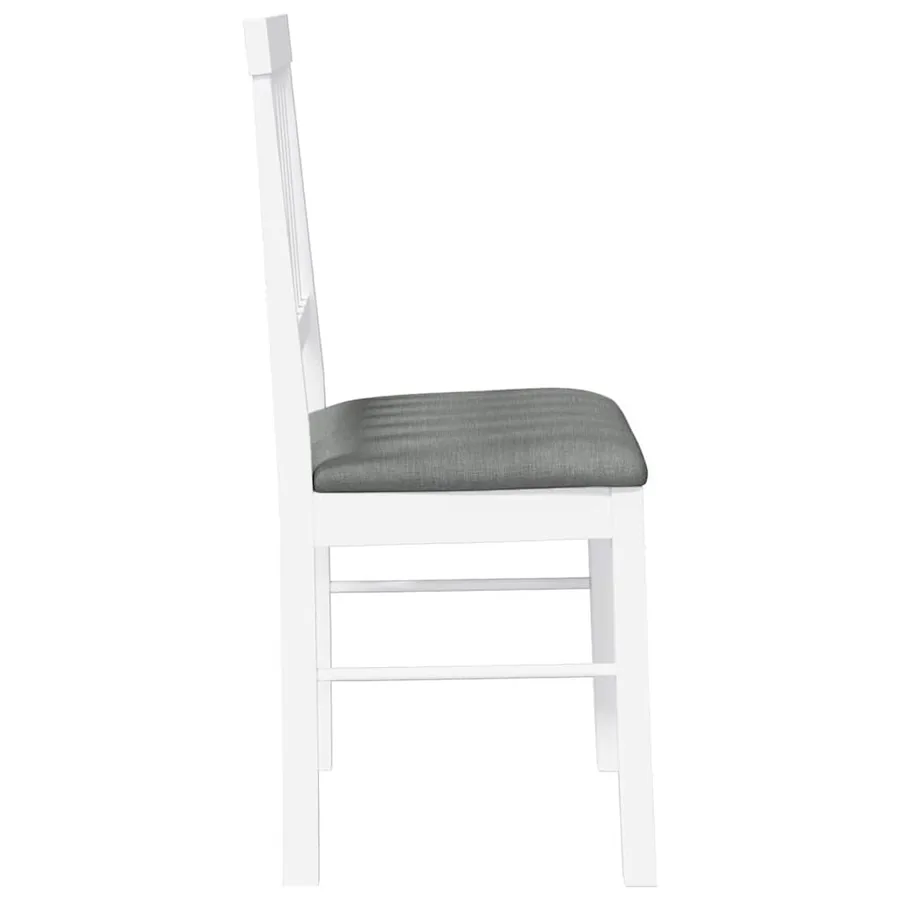 Chaises à manger coussins 2 pcs blanc bois massif caoutchouc - 6