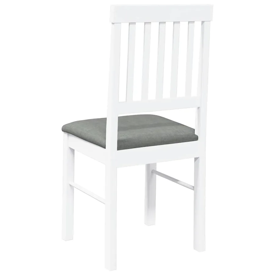 Chaises à manger coussins 2 pcs blanc bois massif caoutchouc - 7