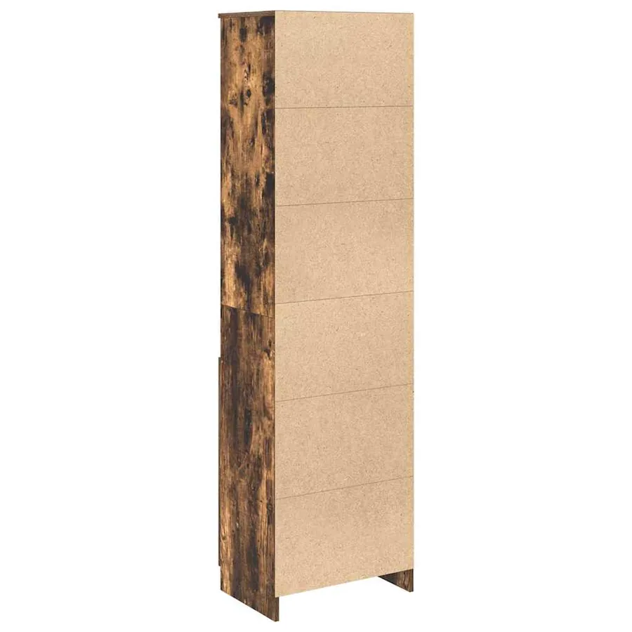 Buffet haut chêne fumé 50x35x180 cm bois d'ingénierie - 8