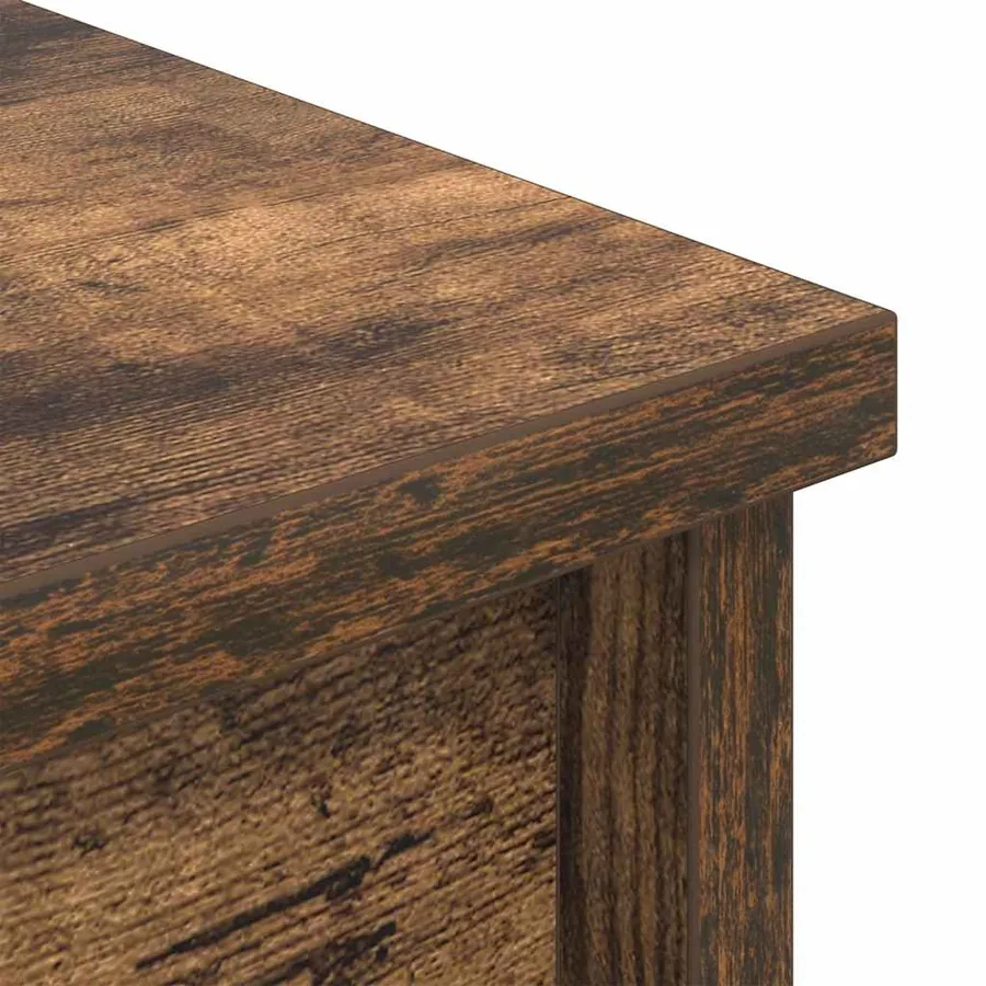 Buffet haut chêne fumé 50x35x180 cm bois d'ingénierie - 9