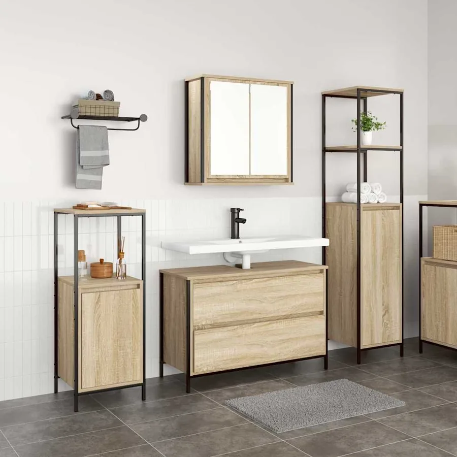 Ensemble de mobilier de salle de bain 3 pcs Chêne Sonoma