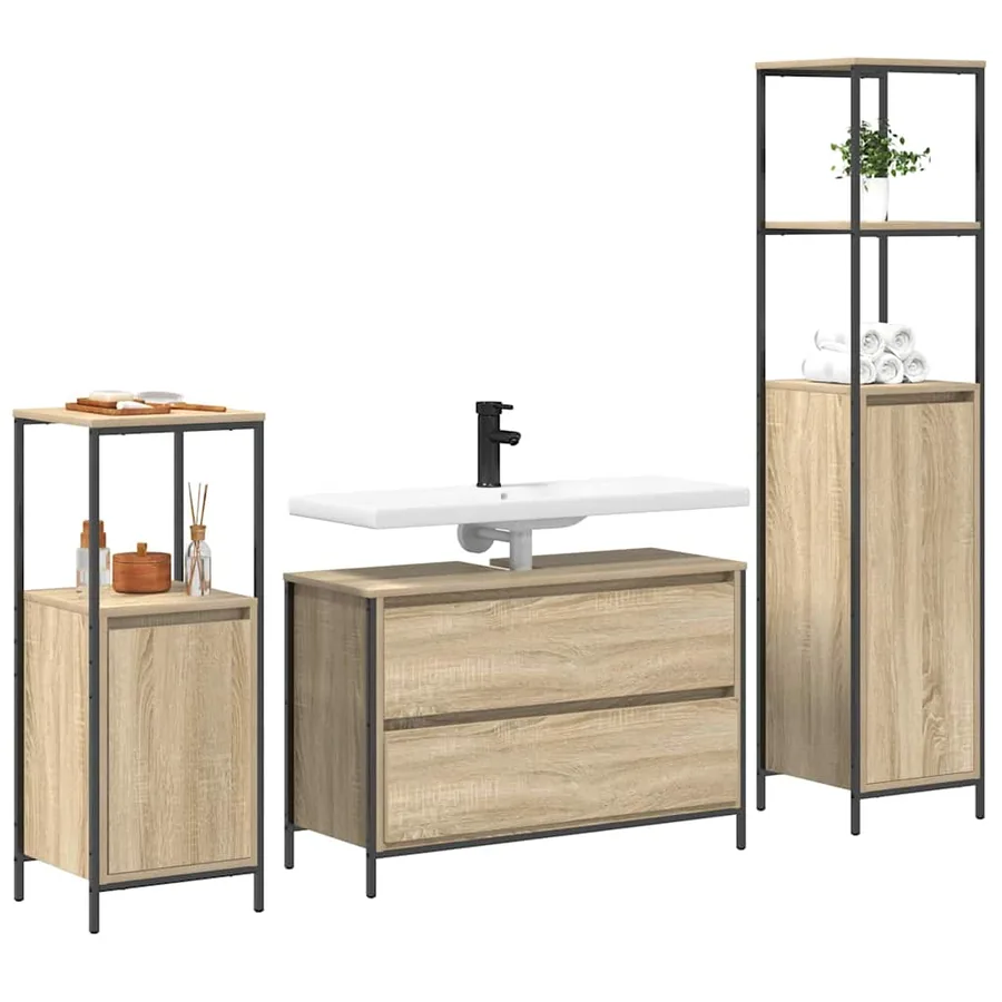 Ensemble de mobilier de salle de bain 3 pcs Chêne Sonoma - 3